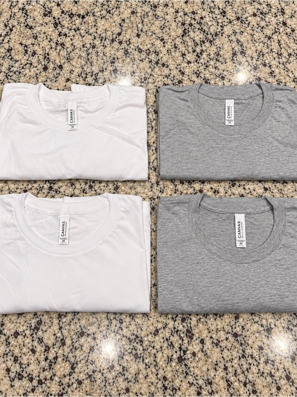 Bella+Canvas Unisex T-Shirt Bundle 4 Pack White & Heather Gray Size 2X Unisex